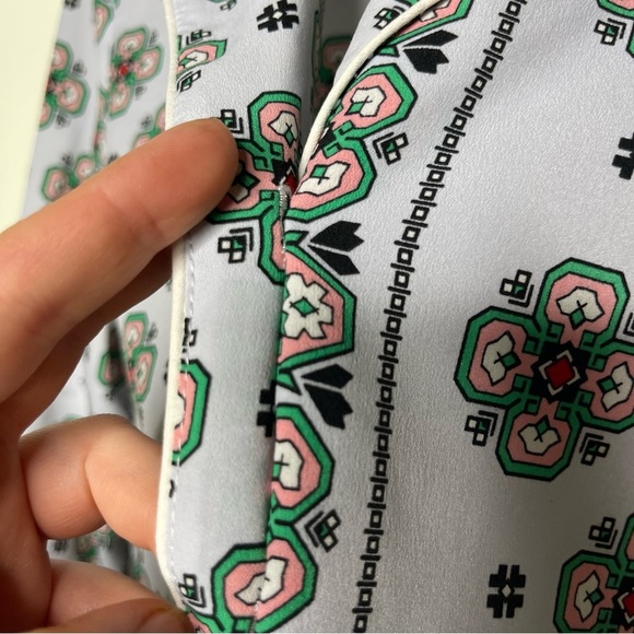 San­dro Bleu Ciel Print square button down crop blouse Shirt sz 1 US S - Picture 5 of 8